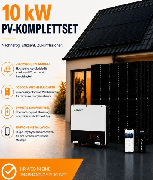 10kW PV-Komplettset mit 10kW Wechselrichter + Jolywood 450W Module