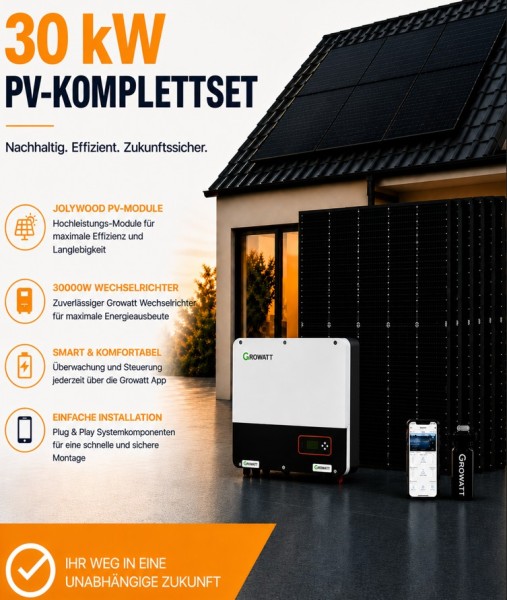 30kW PV-Komplettset mit 30kW Wechselrichter + Jolywood 450W Module