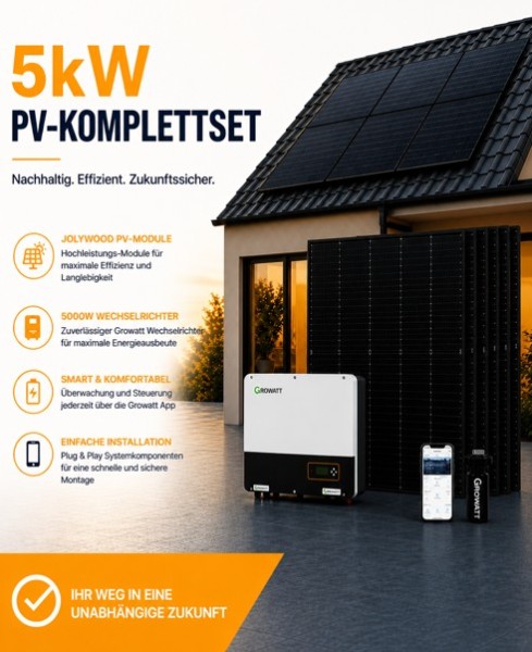 5000W PV-Komplettset mit 5kW Wechselrichter + Jolywood 450W Module