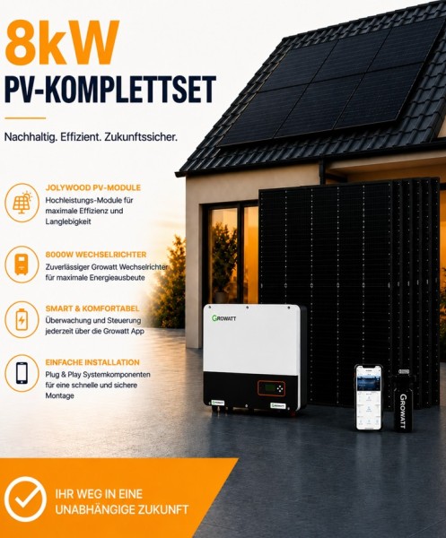 8000W PV-Komplettset mit 8000W Wechselrichter + Jolywood 450W Module