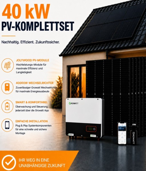 40kW PV-Komplettset mit 40kW Wechselrichter + Jolywood 450W Module