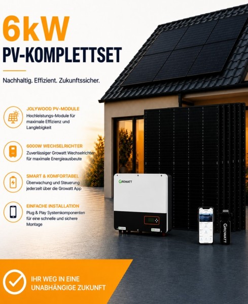 6000W PV-Komplettset mit 6000W Wechselrichter + Jolywood 450W Module