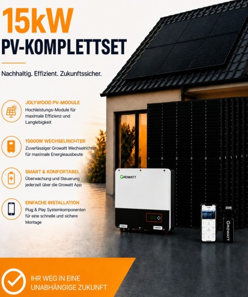 15kW PV-Komplettset mit 15kW Wechselrichter + Jolywood 450W Module
